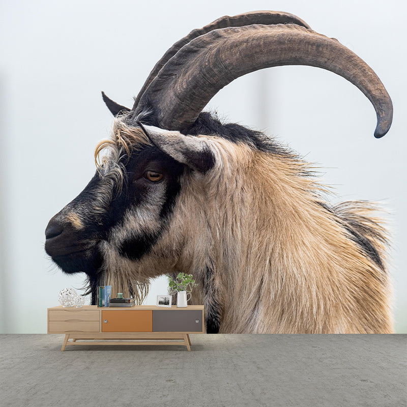 Customized Goat Wall Mural Wallpaper Horizontal Photography for Sitting Room