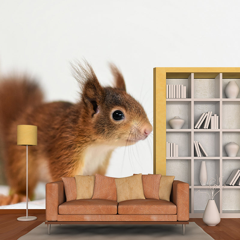 Customized Squirrel Wall Mural Wallpaper Horizontal Photography for Sitting Room
