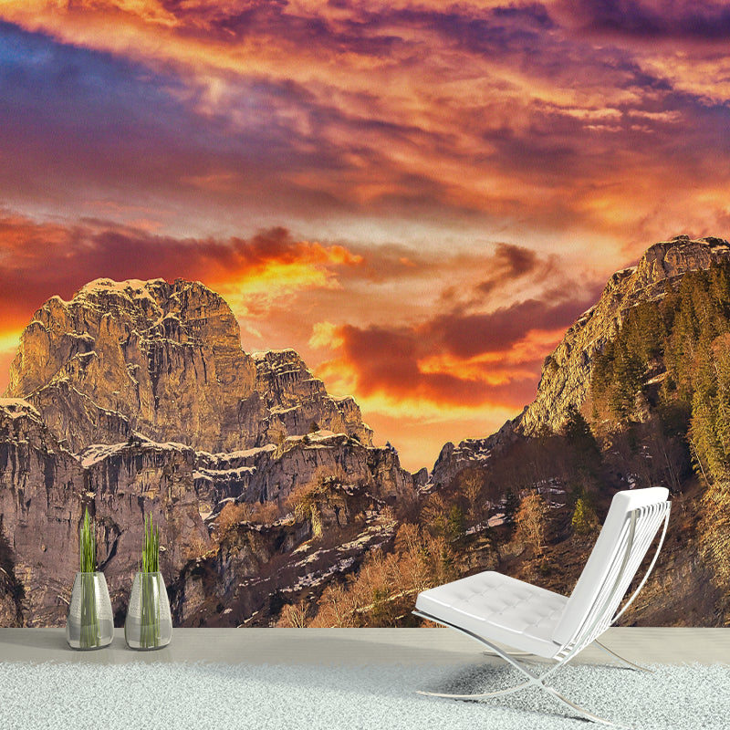 Mountain Landscape Removable Wall Mural for Sitting Room, Personalized Size