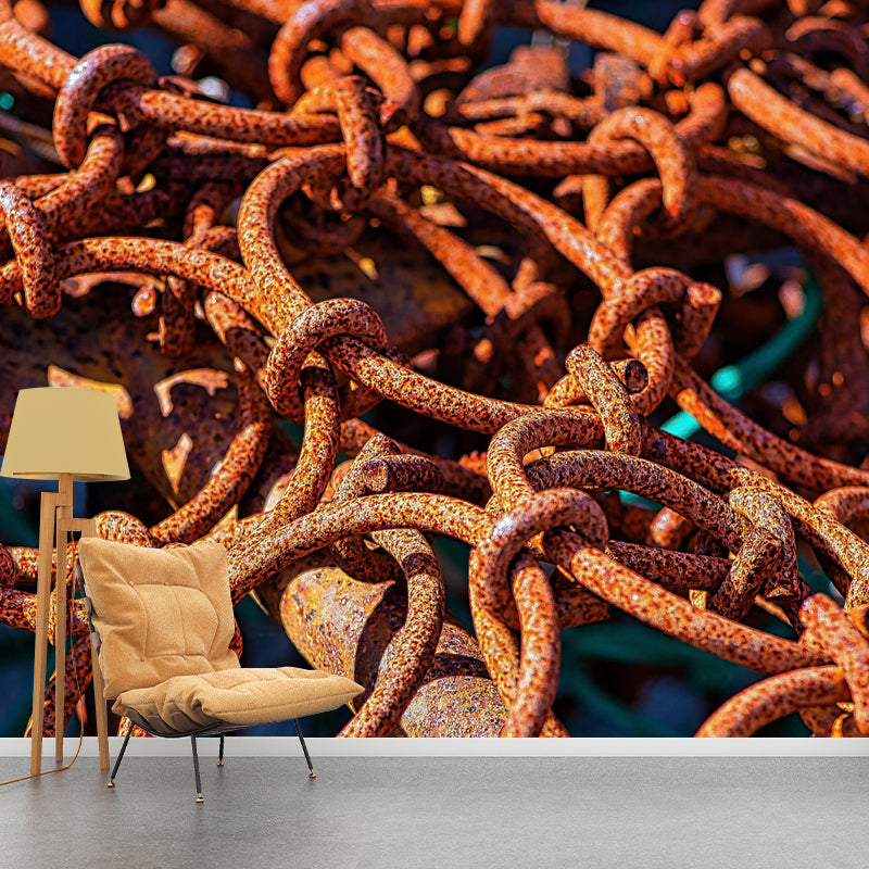 Industrial Style Rusty Metal Wall Covering for Living Room, Moisture Resistant