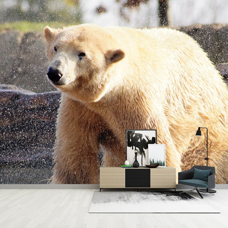Polar Bear Mural Wallpaper for Accent Wall, Personalized Size Available