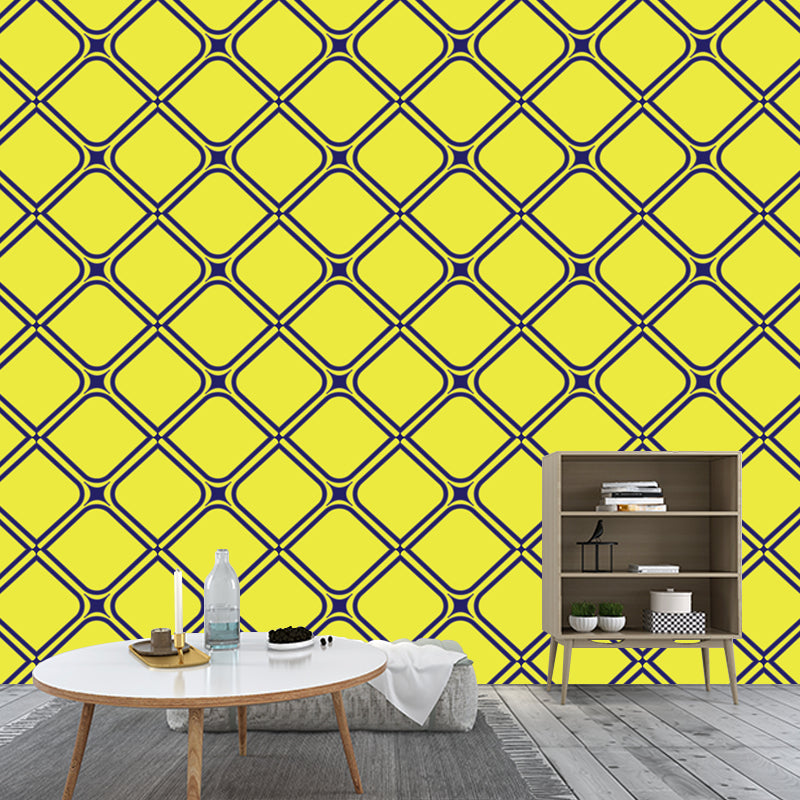 Geometric Pattern Illustration Contemporary Wall Covering for Living Room