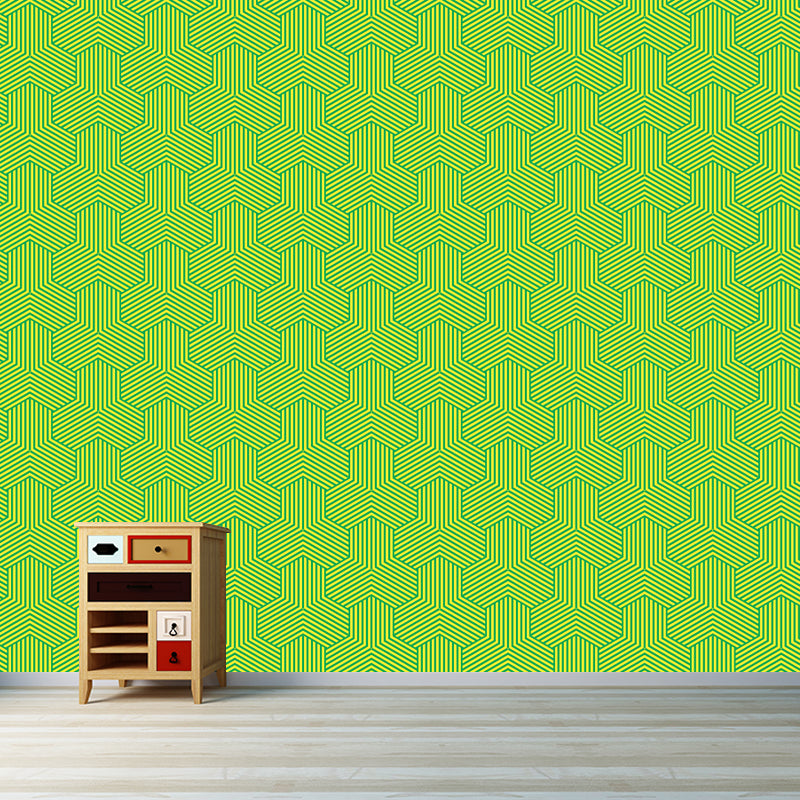 Geometric Pattern Illustration Contemporary Wall Covering for Living Room