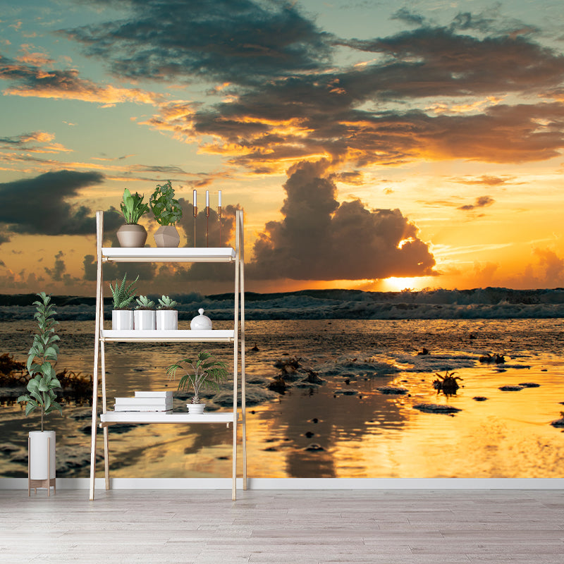 Sandy Beach Personalized Size Minimalist Wall Decor for Sleeping Room, Waterproofing