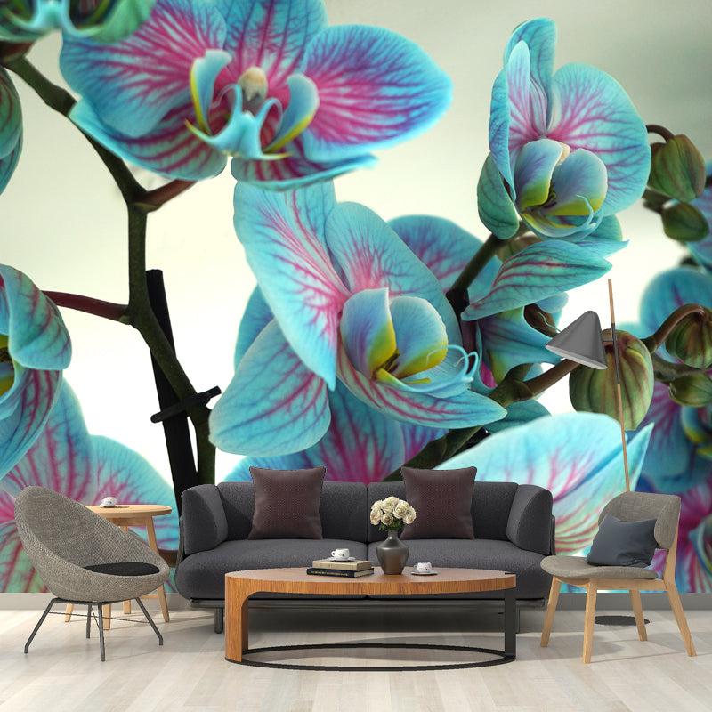 Orchid Mural Wallpaper Modernism Wall Art for Home, Personalized Size Available