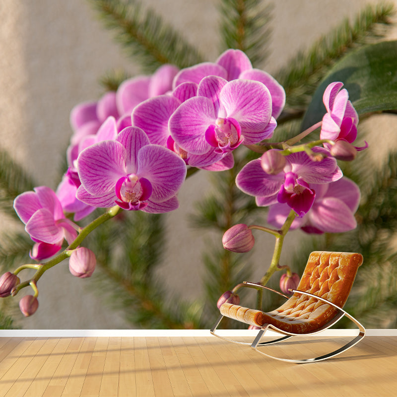 Orchid Mural Wallpaper Modernism Wall Art for Home, Personalized Size Available