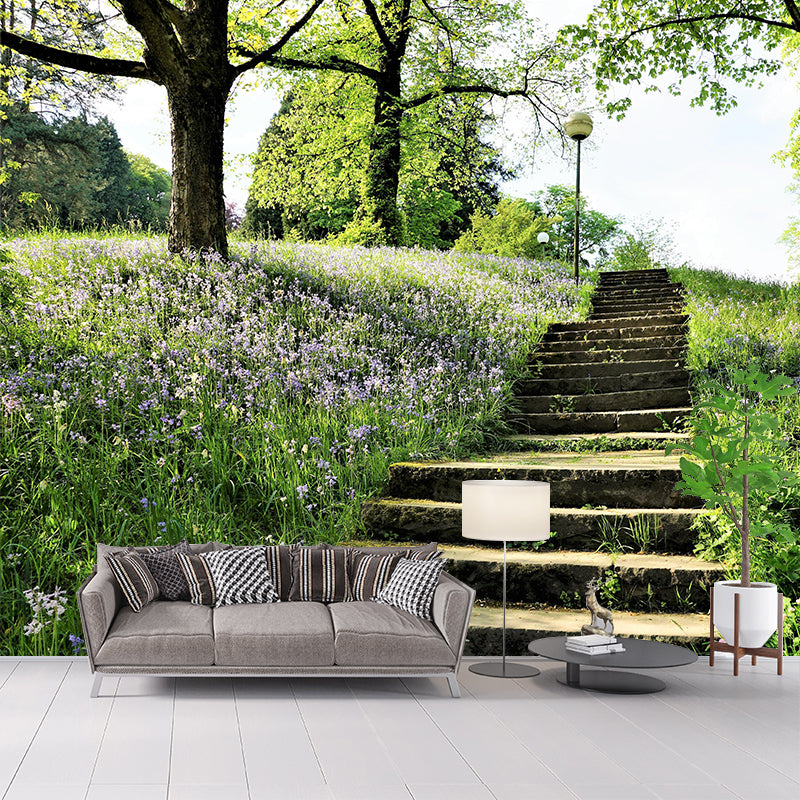 Photography Stairs Architecture Mural Wallpaper Stain Resistant for Bedroom