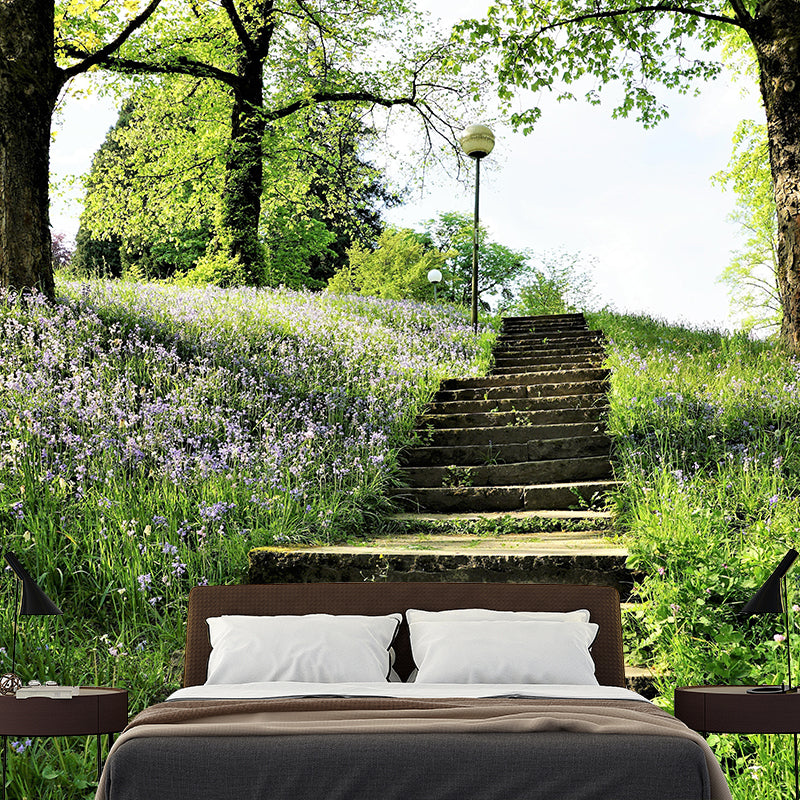 Photography Stairs Architecture Mural Wallpaper Stain Resistant for Bedroom