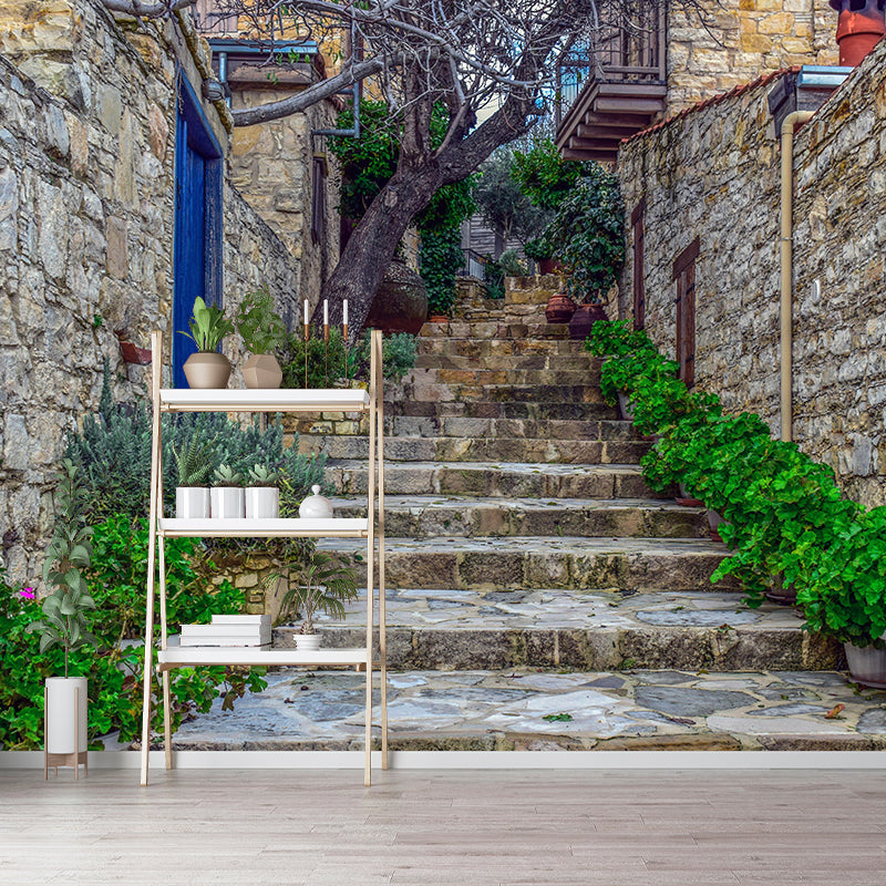 Stairs Architecture Mural Wallpaper Stain Resistant Wall Decor for Home