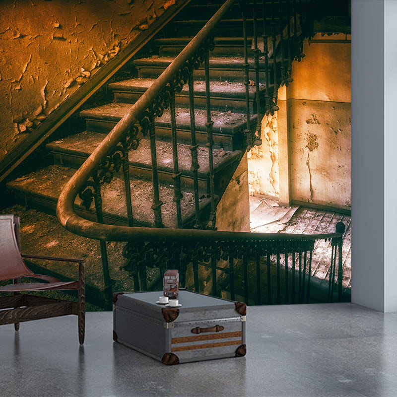 Stairs Architecture Mural Wallpaper Stain Resistant Wall Decor for Home