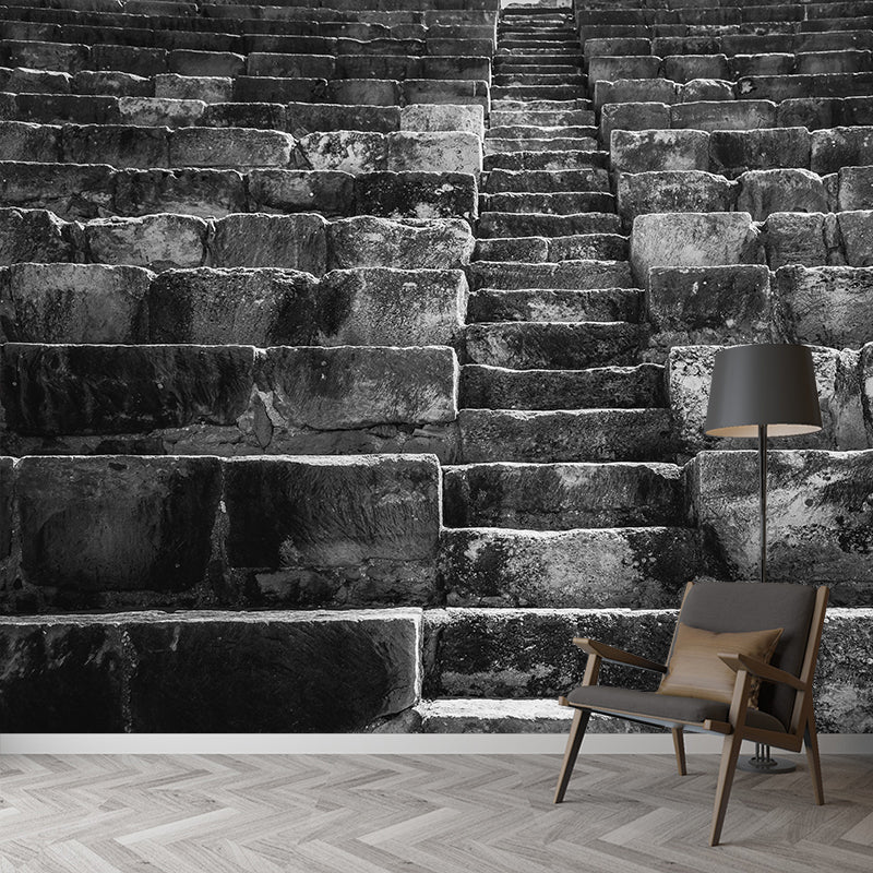 Stairs Architecture Mural Wallpaper Stain Resistant Wall Decor for Adult Room