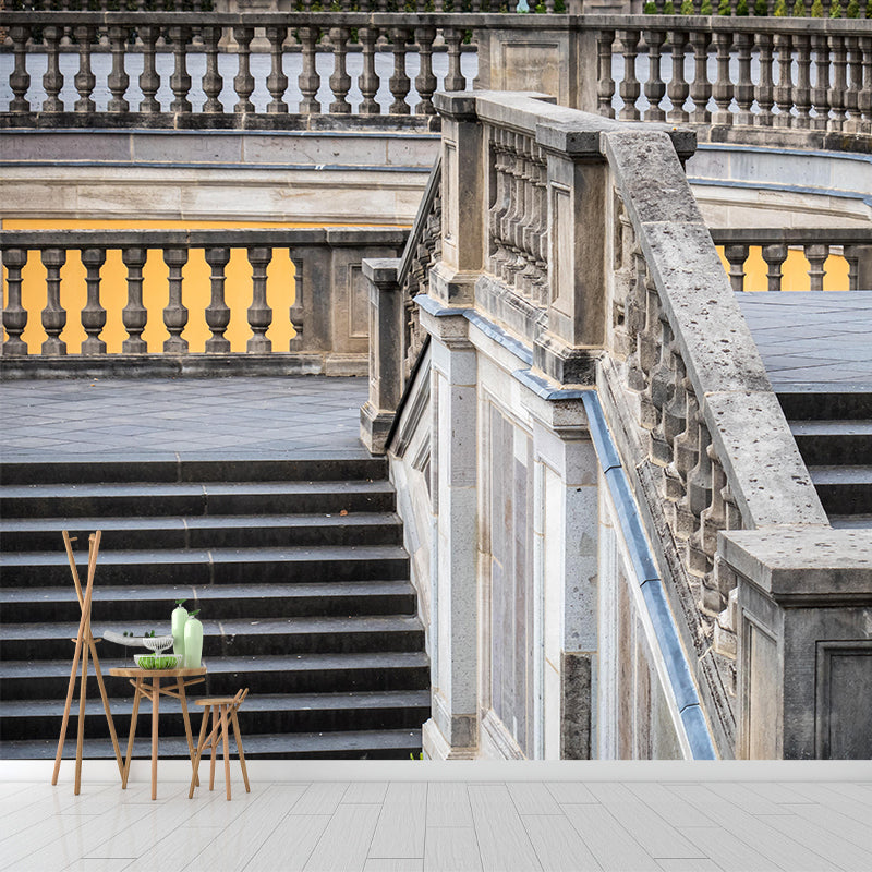 Contemporary Stairs Architecture Mural Wallpaper Stain Resistant for Decoration