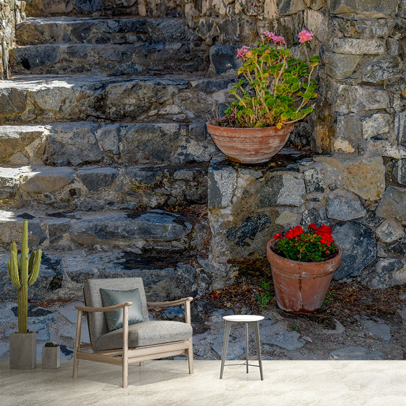 Contemporary Stairs Architecture Mural Wallpaper Stain Resistant for Decoration