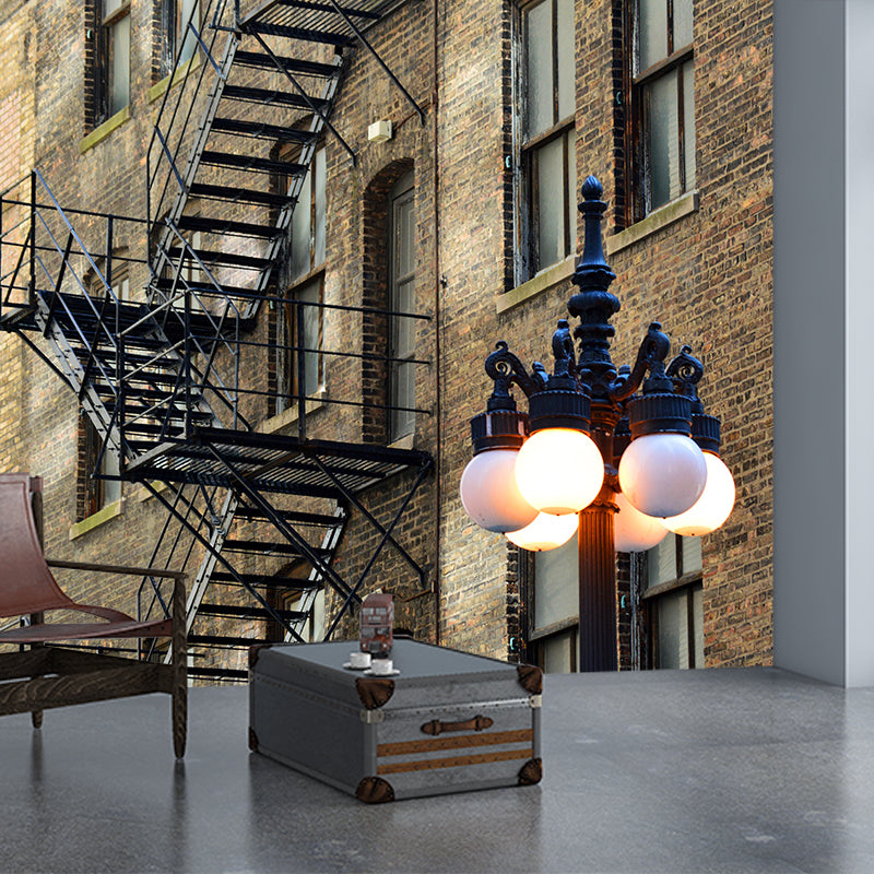 Contemporary Stairs Architecture Mural Wallpaper Stain Resistant for Bedroom