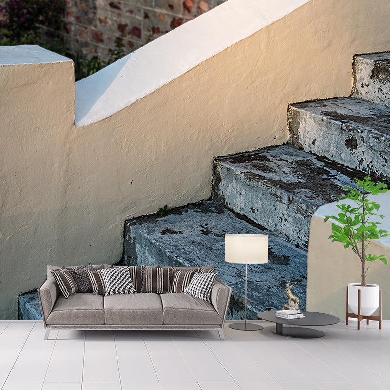 Stain Resistant Stairs Architecture Mural Wallpaper for Living Room