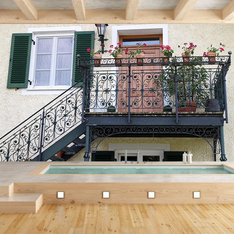 Contemporary Stairs Architecture Mural Stain Resistant for Living Room