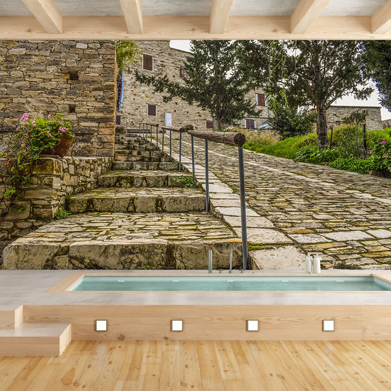 Stairs Architecture Mural Wallpaper Stain Resistant Wall Decor for Home Decor