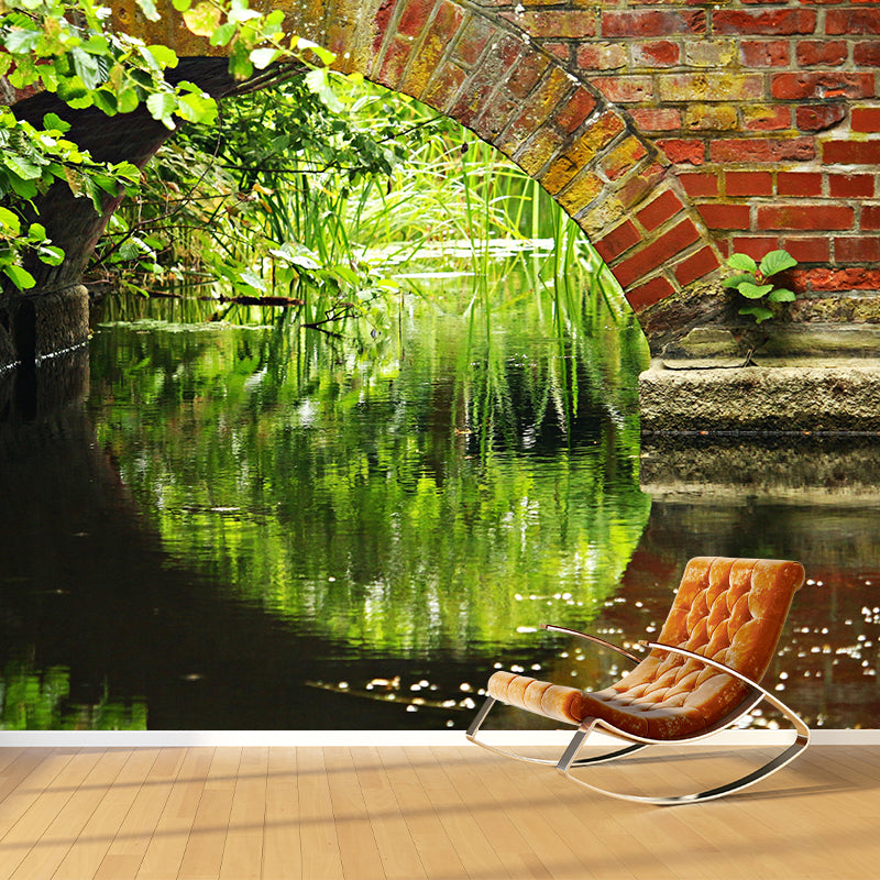 Brick Bridge Architecture Mural Wallpaper Stain Resistant Wall Decor for Home Decor