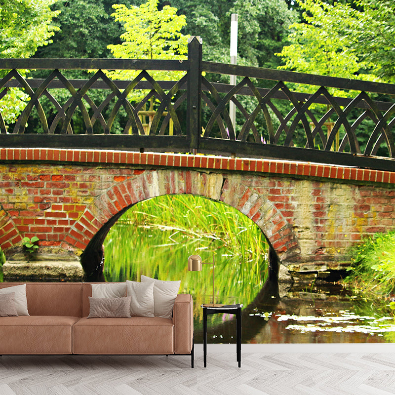 Brick Bridge Architecture Mural Wallpaper Stain Resistant Wall Decor for Home Decor