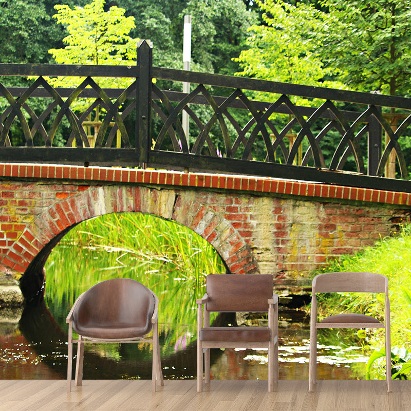 Brick Bridge Architecture Mural Wallpaper Stain Resistant Wall Decor for Home Decor