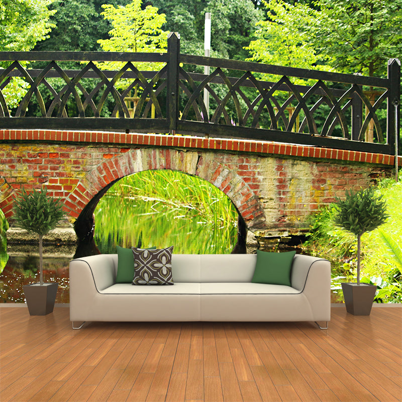 Brick Bridge Architecture Mural Wallpaper Stain Resistant Wall Decor for Home Decor