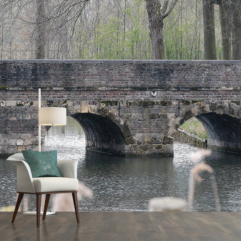 Stone Bridge Architecture Wall Mural Stain Resistant for Bedroom