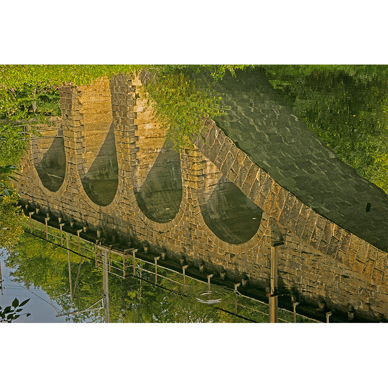 Customized Stone Bridge Architecture Mural Stain Resistant for Living Room