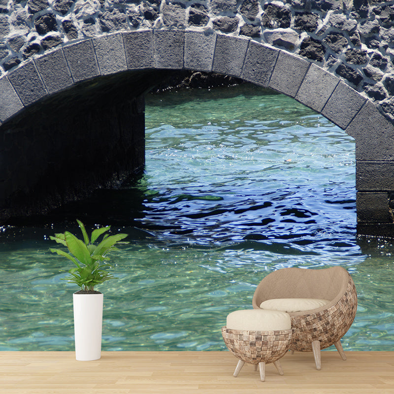 Contemporary Stone Bridge Wallpaper Architecture Mural Stain Resistant for Bedroom