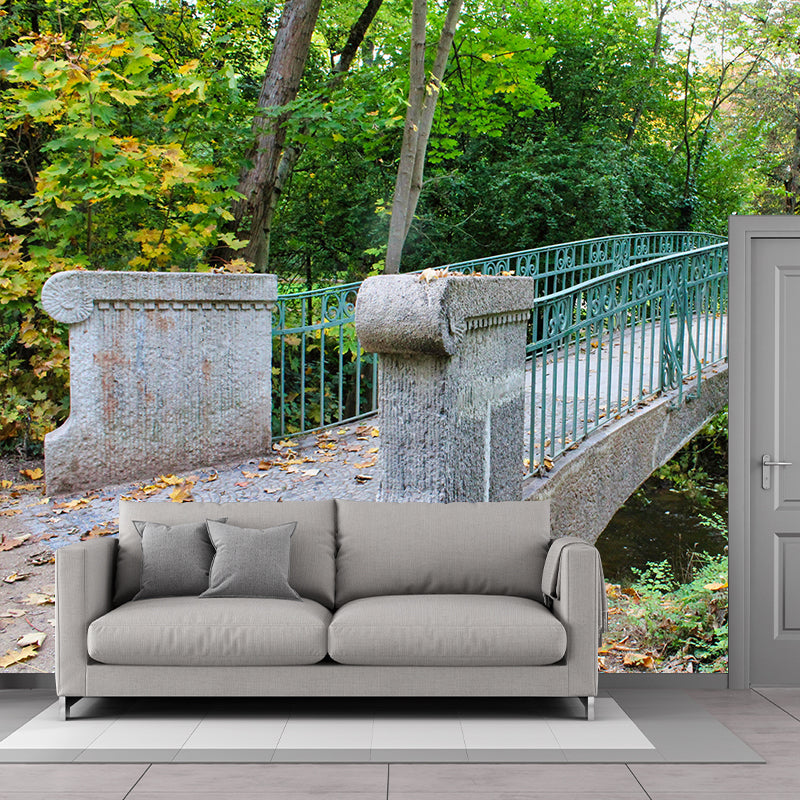 Contemporary Stone Bridge Architecture Mural Wallpaper Stain Resistant for Study Room