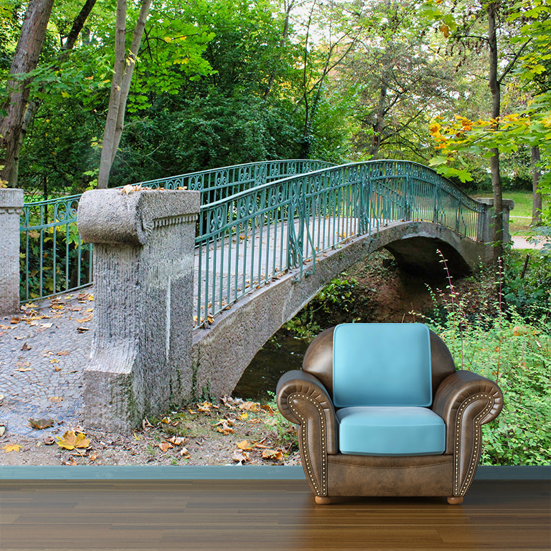 Contemporary Stone Bridge Architecture Mural Wallpaper Stain Resistant for Study Room