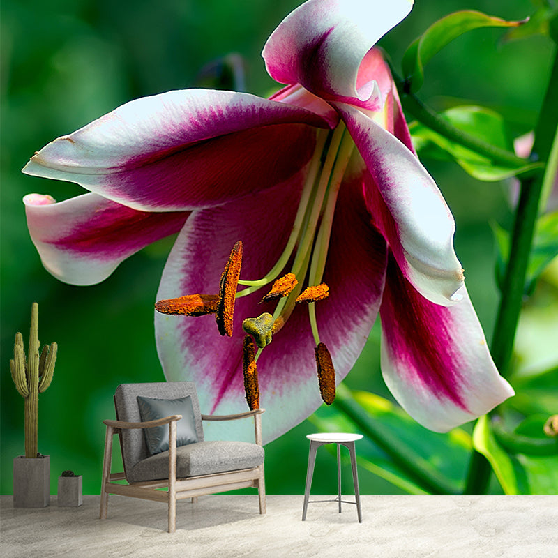 Customized Lily Mural Wall Covering Eco-friendly Wallpaper for Bedroom