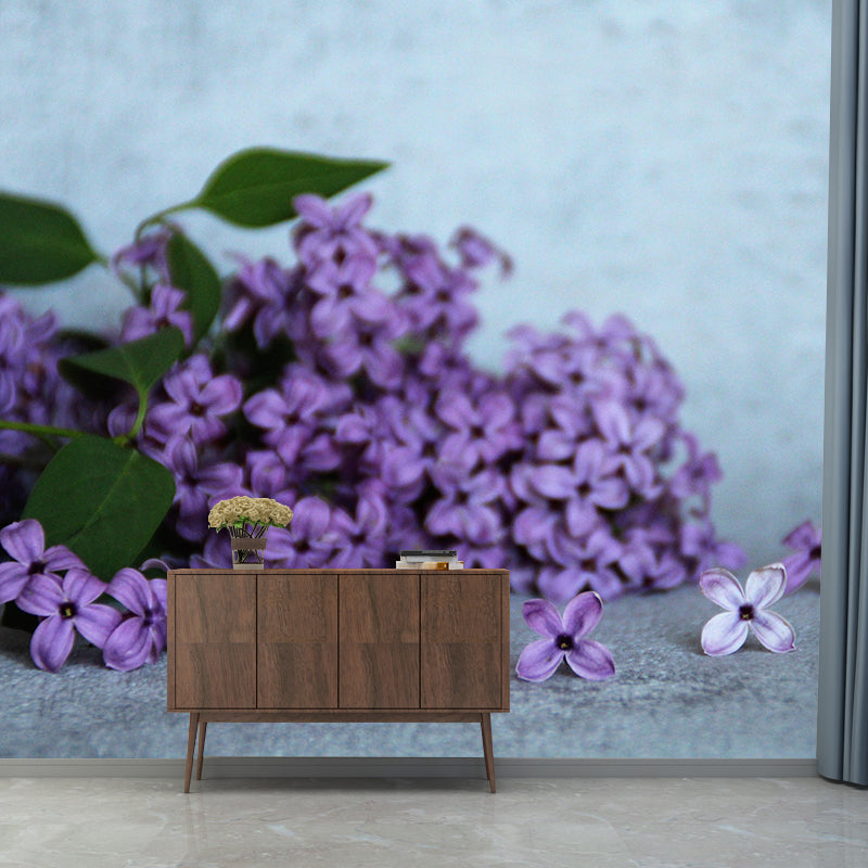Customized Lilac Mural Wall Covering Eco-friendly Wallpaper for Bedroom