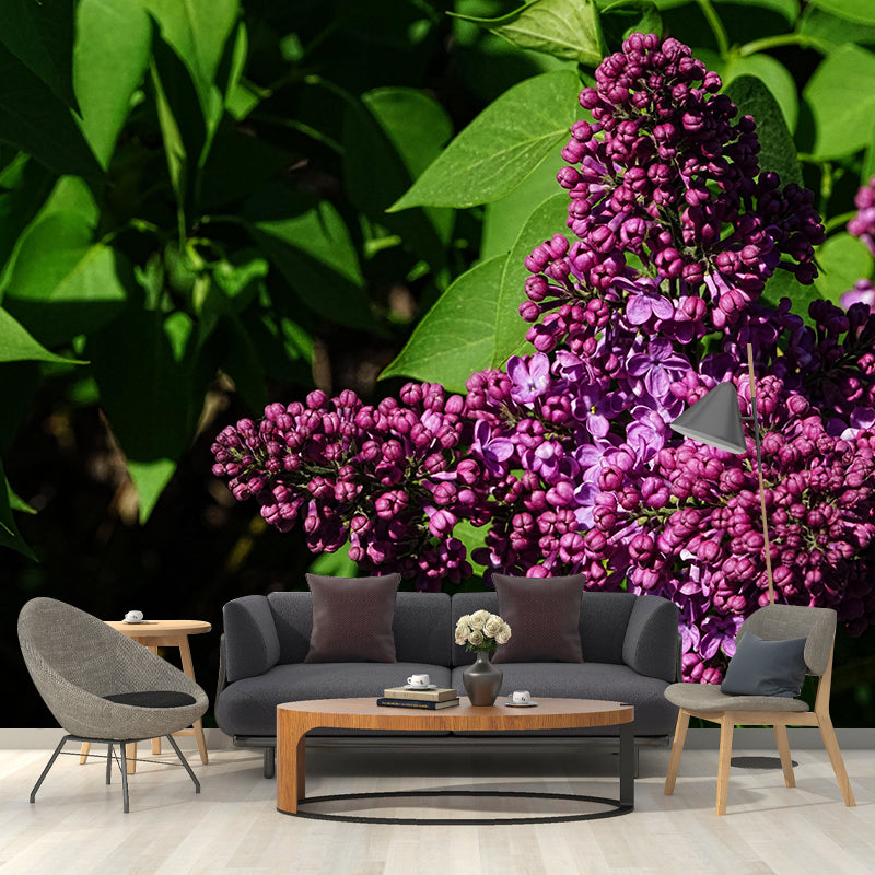 Customized Lilac Mural Wall Covering Eco-friendly Wallpaper for Bedroom