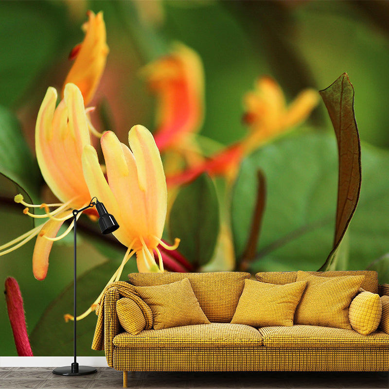 Minimalism Style Honeysuckle Wall Mural Decorative Photography for Living Room