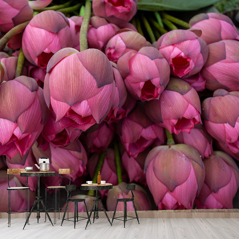 Customized Lotus Mural Wall Covering Eco-friendly Wallpaper for Bedroom