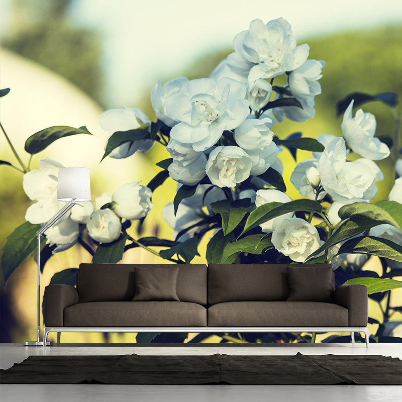 Customized Jasmine Mural Wall Covering Eco-friendly Wallpaper for Bedroom