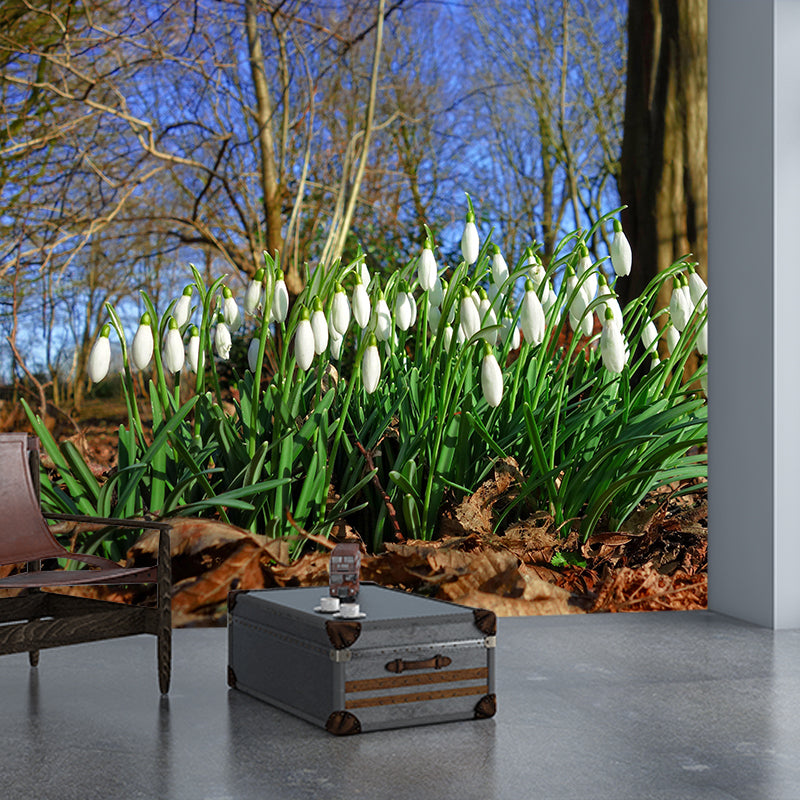 Customized Snow Lotus Mural Wall Covering Eco-friendly Wallpaper for Bedroom