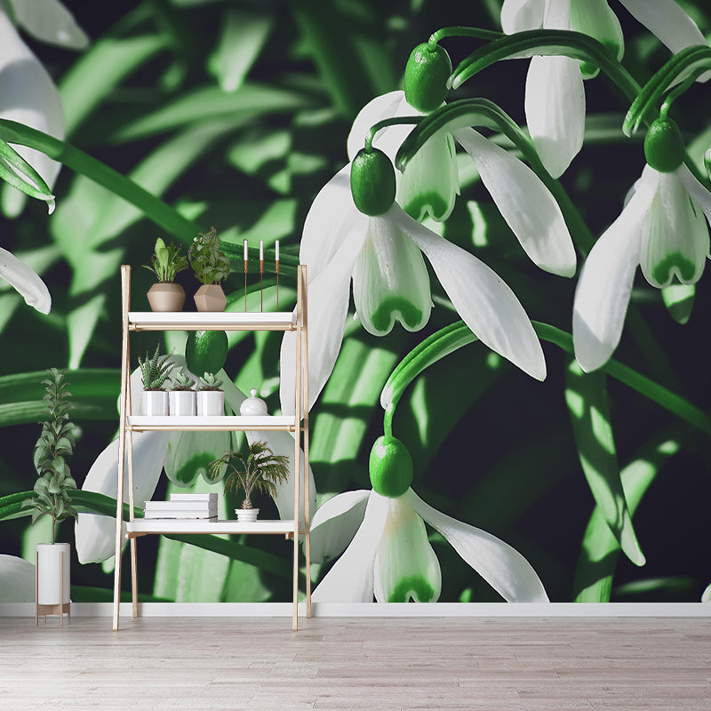 Customized Snow Lotus Mural Wall Covering Eco-friendly Wallpaper for Bedroom