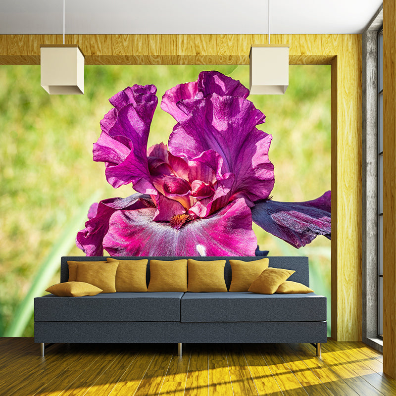 Customized Iris Mural Wall Covering Eco-friendly Wallpaper for Bedroom