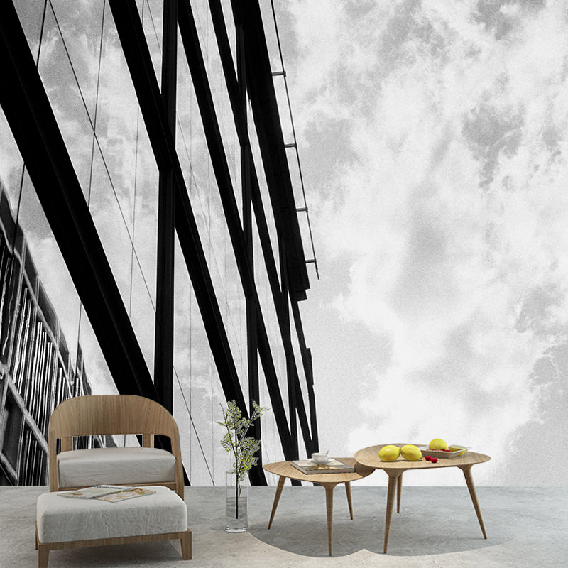 City Building Modernization Wall Mural for Meeting Room, Custom Size Available