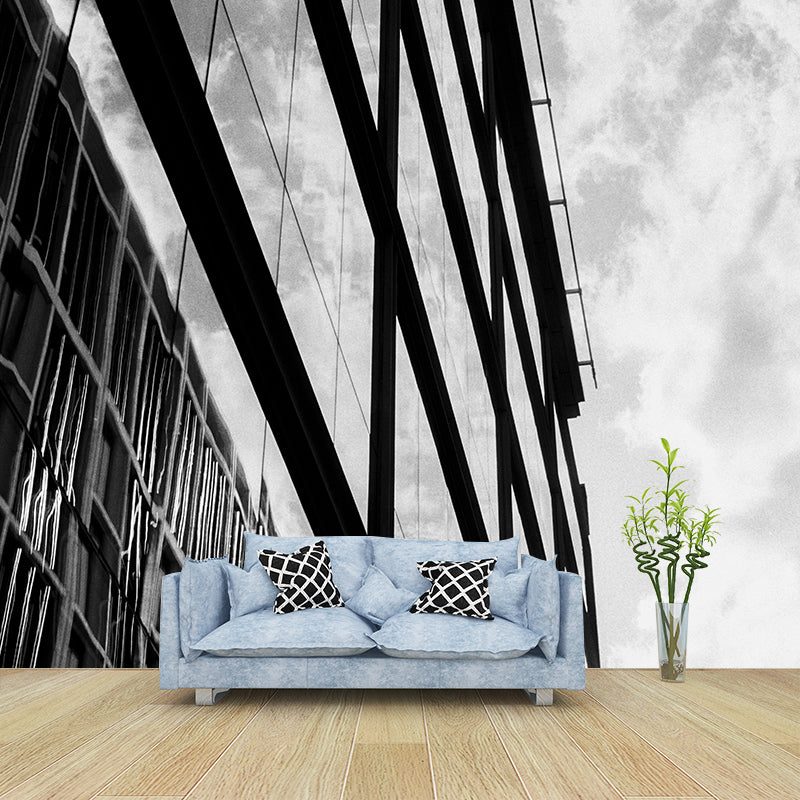 City Building Modernization Wall Mural for Meeting Room, Custom Size Available