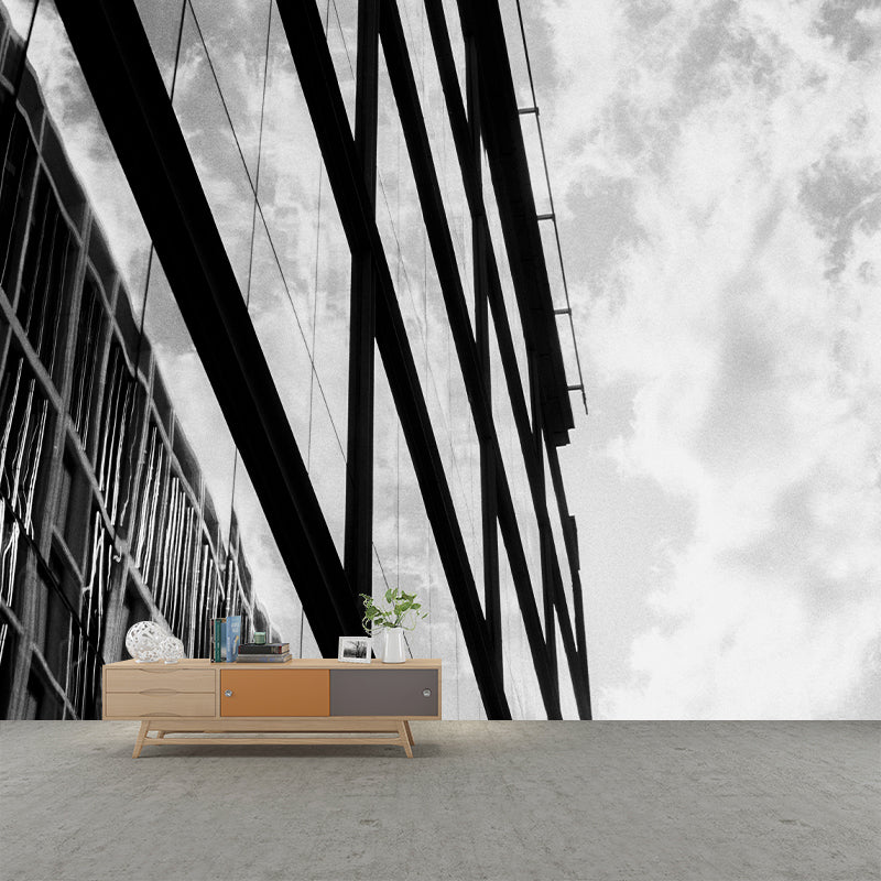 City Building Modernization Wall Mural for Meeting Room, Custom Size Available