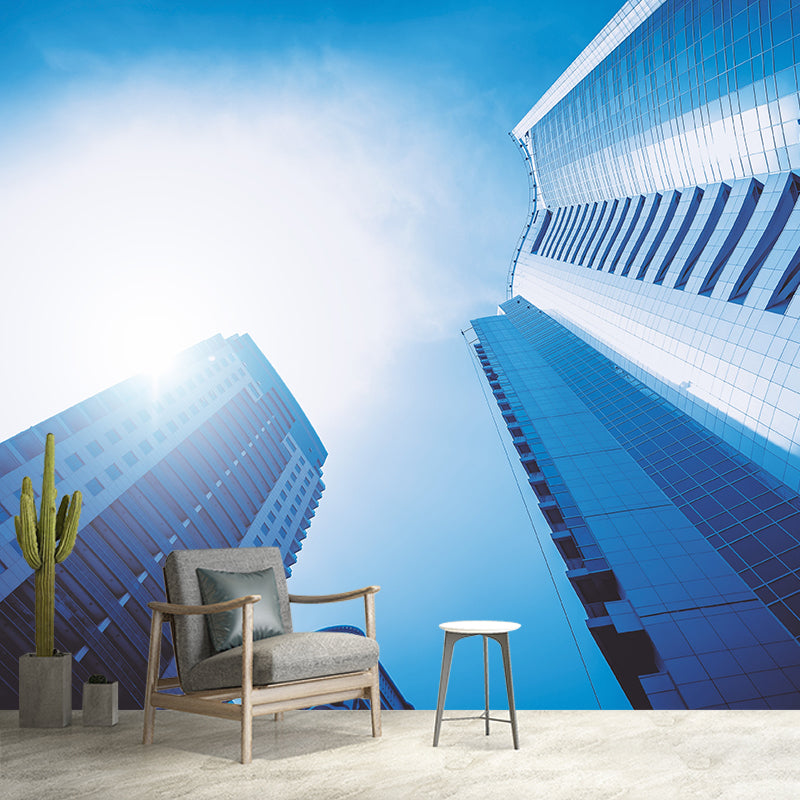 City Building Modernization Wall Mural for Meeting Room, Custom Size Available
