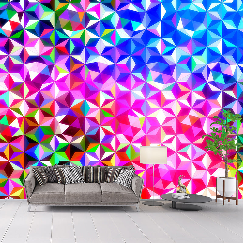 Geometric Shape Mural Wallpaper Moisture Resistant for Sitting Room, Waterproofing