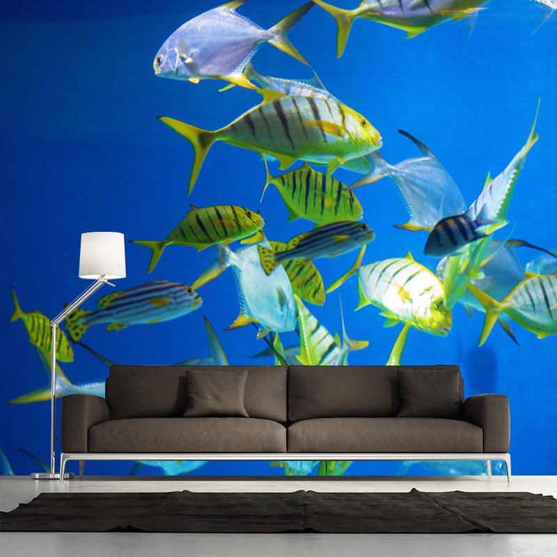 Blue Seabed Mural Wallpaper Wall Covering Mildew Resistant for Sleeping Room