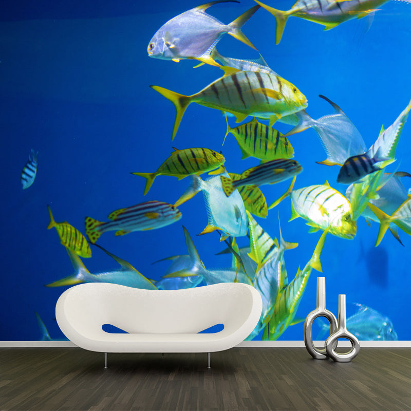 Blue Seabed Mural Wallpaper Wall Covering Mildew Resistant for Sleeping Room