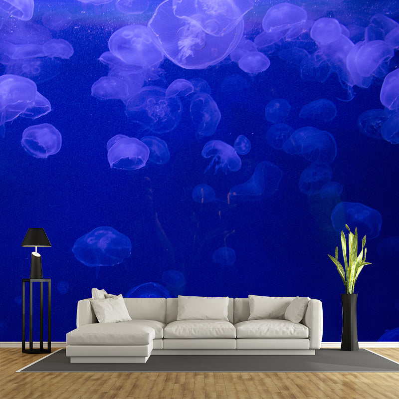 Blue Seabed Mural Wallpaper Wall Covering Mildew Resistant for Sleeping Room
