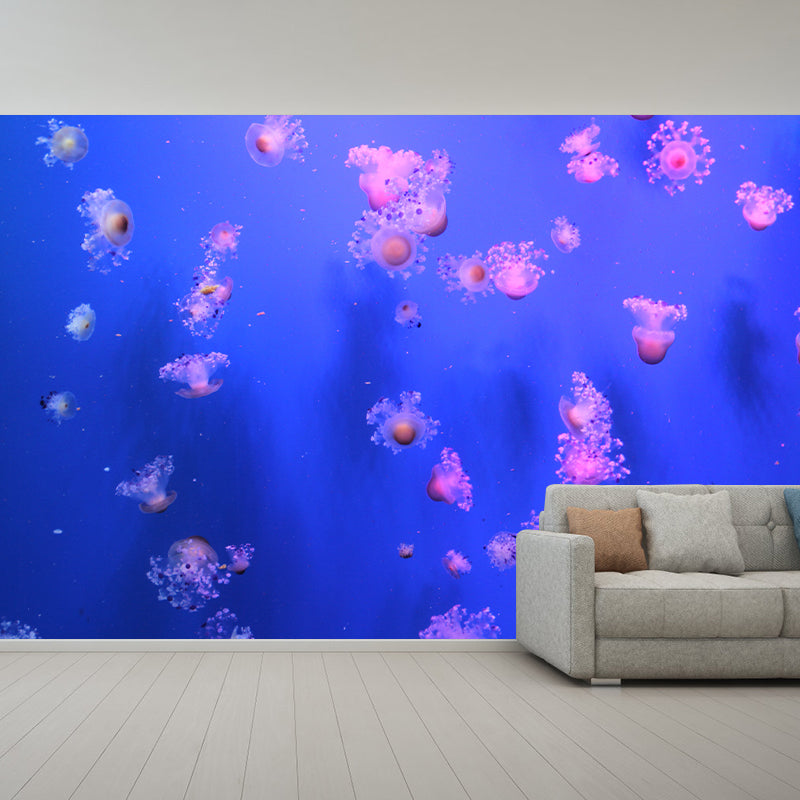 Blue Seabed Mural Wallpaper Wall Covering Mildew Resistant for Sleeping Room