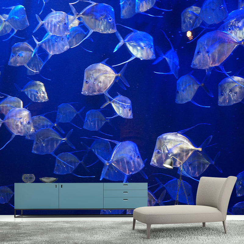 Blue Seabed Mural Wallpaper Wall Covering Mildew Resistant for Sleeping Room