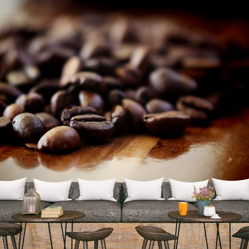 Modern Coffee Shop Wall Decor Coffee Beans Mural Wallpaper, Water Resistant